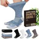 NOLUNT Diabetic Socks for Men,3 Pairs Crew Diabetic Neuropathy Socks for Men 6-9 9-12 (Dark Blue+White+Black-Large)