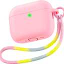 Matekxy for Airpods Pro 3 Case 2025 Cute - for Airpod Pro3 Generation Soft Silicone Cover with Lanyard & Keychain, Shockproof Scratch Resistant for Women, Perfect for Commuters and Travelers, Pink