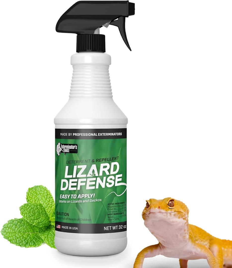 Lizard Defense Spray | 32 Ounce | Natural, Non-Toxic Lizard Repellent, Home Extermination Spray | Quick, Easy Pest Control | Safe Around Kids & Pets (32 Fl Oz (Pack of 1))