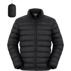 Pioneer Camp Mens Lightweight Packable Puffer Jacket Winter Insulated Puffy Coat Water Repellent Warm Quilted Jackets Travel (Large, Black)