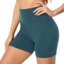 FULLSOFT High Waisted Biker Shorts for Women-5" Tummy Control Fitness Athletic Workout Running Yoga Gym Soft Front Seam Under Dress Shorts Underwear Clothes Essentials (Dark Green,Large-X-Large)