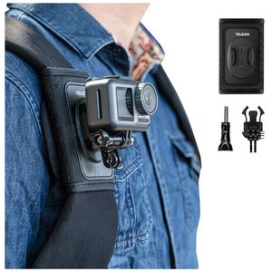 TELESIN Anti-Slip Backpack Shoulder Strap Mount Clip for GoPro Hero 13/12/11/10/9 MAX, DJI Osmo Nano Action 3/4/5 Pro/6, Insta360 X5/X4/X3/Ace Pro 2, AKASO – Bag Belt Holder for Biking, Hiking, Travel
