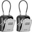 Puroma Portable Lock Box with Removable Cable Handle, Resettable Combination Lockbox - Wall-Mounted Key Lockbox for Home, Office, Apartment, Warehouse Key Storage (2 Pack, Grey)
