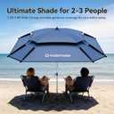 Patio Umbrella with Exclusive Black Coating, 7.2ft/7.8ft Heavy-Duty Double-Layer Nylon Canopy, Adjustable Tilt Sun Shade Outdoor Table Umbrella, UV Protection & Carry Bag for Beach, Fishing, Backyard (Norway blue, 7.2FT)