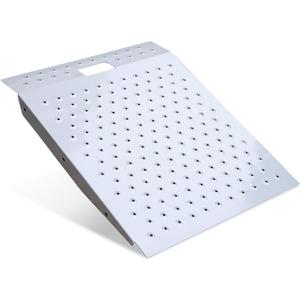 VNN 29" x 24" Shed Ramp for Riding Mower & Lawn Equipment | 750 LB Capacity Anti-Slip Punch Plate Ramp for ATV, Motorcycles, Garages & Barns (1PC, Aluminum)