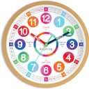 Wall Clock for Kids Learning - Teaching Time Wall Clocks Battery Operated Silent Non Ticking - Analog Colorful Clock Decorative for Kids Room Classroom School(8 Inch)