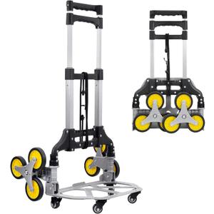 Stair Climber Hand Truck Dolly with Tri-Wheel Design, 154 lb Capacity, Foldable Steel Frame, Adjustable Handle, Rubber Wheels, Pre-Assembled for Stair and Flat Use