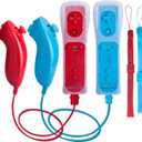 TechKen Motion Plus Wii Controllers 2Packs with Nunchucks, Wii Remote Controllers Compatible for wii and Wii U with Built in Motion Plus