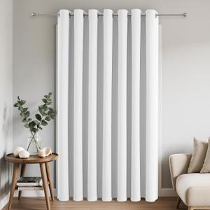 Joydeco Blackout Patio Sliding Door Curtains 84 Inches Long, Grommet Privacy Room Divider Curtains, Extra Wide Thermal Blackout Drapes for Bedroom Living Room (Pure White, 100Wx84L, 1 Panel)