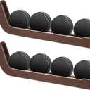 2 Pcs Hockey Puck Display Cases Wooden Wall Mount Hockey Puck Holder with Hook for Players Team Gifts Living Room Storage Decoration Accessories (Brown)