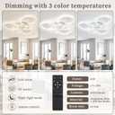 Ceiling Fans with Lights and Remote,39.9in Modern Low Profile Ceiling Fan with Light Dimmable LED 85W,6800LM Ceiling Fan,Mute 6 Speeds Flush Mount Ceiling Fans for Bedroom Livingroom, White, 100cm/A