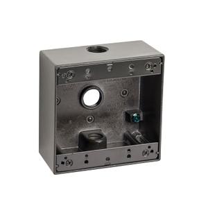 Sealproof 2-Gang 3 1/2" Holes Weatherproof Rectangular Exterior Electrical Outlet Box with 3 Outlets, Three 1/2-Inch Holes, UL Listed, Double Gang, Bronze