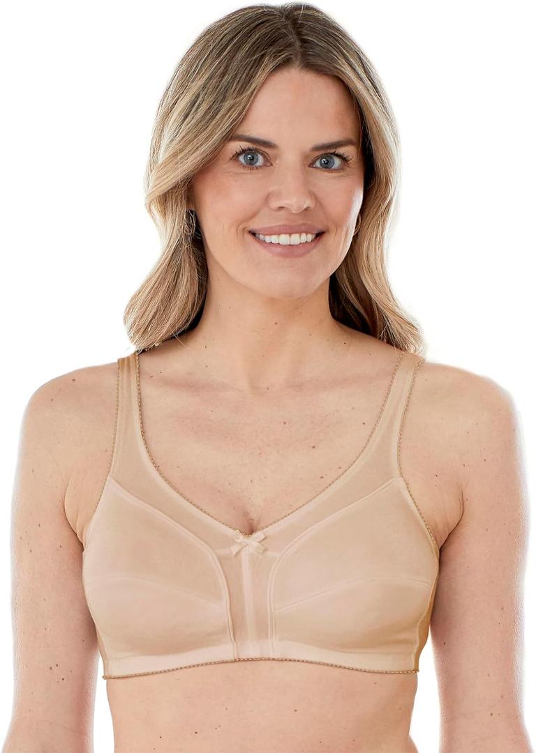 Bestform Women's 5006825 Comfortable Wireless Cotton Bra with Unlined Seamed Cups (38B, Nude)