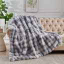 Lotus Karen Faux Fur Blanket - Tie-Dye Gray Twin Size, Big Bubble Rabbit Fluff, Thick Furry Plush Shaggy Blanket for Men, 60x80 Inches