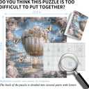 Hot Air Balloon Puzzle 1000 Pieces, PICKFORU Fantasy Butterfly Rose Flower Jigsaw Puzzle, Impossible Unique Nature Art Theme, Challenging for Adults