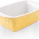 KOOV Ceramic Loaf Pan, Bread Baking Pan, 9 x 5 inch Baking Dish, Rectangular Bakeware for Cooking, Home Kitchen, Texture Series(Yellow)