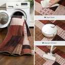 YIHOUSE Modern Washable 8x10 Area Rugs for Living Room, Brown Geometric Patchwork Rug for Bedroom Non Slip, Large Southwestern Tribal Carpet for Playroom Dining Room Home Office Decor