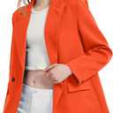 Women's Blazer Business Casual Long Sleeve Notched Lapel Button Business Blazers Work Office Jackets with Pockets (03 Orange), Small