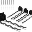 HUHOLE 4 Pack Garage Hooks Heavy Duty 12 Inch Long Wave Wall Mount Hangers for Ladders, Shovels, Chairs & Garden Tools Steel Utility Organizer for Garage Storage System (60lb Capacity, Black)