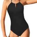 Girls One Piece Swimsuits Modest Padded Girls Bathing Suit Adjustable Straps Solid Full Coverage Swimwear Kids 9-16 (9-10 Years)