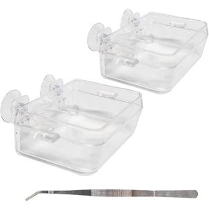 Chameleon Bowl and a Reptile Feeding Tongs 2pcs Feeder and Water Cups with Suction for Iguana Lizard Gecko Worm