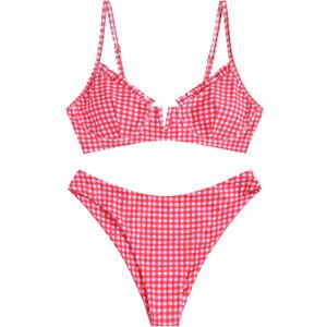 ZAFUL Women's Underwire Bikini Floral High Cut Bikini Set V-Wired Two Piece Swimsuit Bathing Suit (Medium)