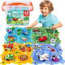 VESPRO 4 Series Toddler Car Track Set, 68PCS Kids Car Track Play Set, Educational Puzzle Toys for Kids Ages 3+ Boys and Girls
