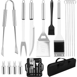 Grill Utensils Set,15 Pcs Stainless Steel BBQ Accessories Set, Portable Professional Grill Tool, Perfect Grill Kit Gift for Outdoor with Bag, S