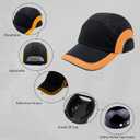UBasic Safety Hard Hat Impact Resistant ABS Hat Lightweight Safety Bump Cap Breathable Baseball Style Protective Hat with Reflective Stripes(Black Orange)