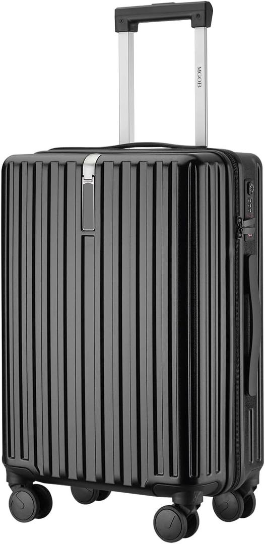 24 Inch Medium Checked Luggage, Expandable PC Hardshell Suitcase with TSA Lock, Lightweight Rolling Travel Luggage with Spinner Wheels, Black