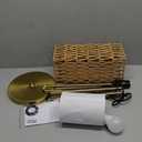 Ruiever Floor Lamp for Living Room,Farmhouse Floor lamp,Modern Standing lamp with Hand-Worked Rattan Shade (Square Rattan Shade Body Gold Color-3 Color Bulb)