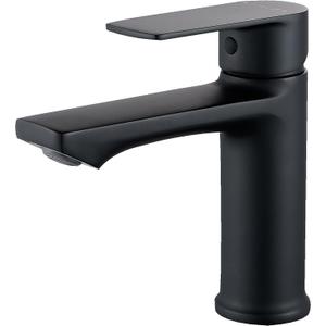 BELZ Bathroom Faucet Matte Black, Tool-Free Modern Single Handle Sink Faucet, Anti-Peeling Single Hole Vanity Faucet, Pre-Installed 24" Lines, Faucet Only