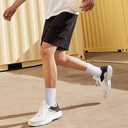 MUQU Mens White Quarter Socks - Thin Athletic Running Mid Crew Socks for Sports 6 Pairs (White, M)