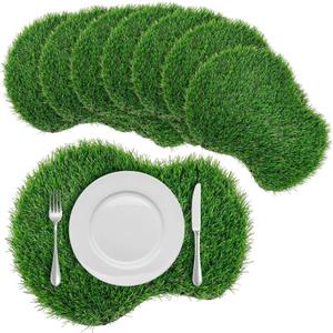 8 Pcs Golf Artificial Grass Mat Placemats Green Fake Grass Tiles Table Centerpieces Placemats Sport Theme Party Decorations for Wedding Baby Shower Golf Lovers
