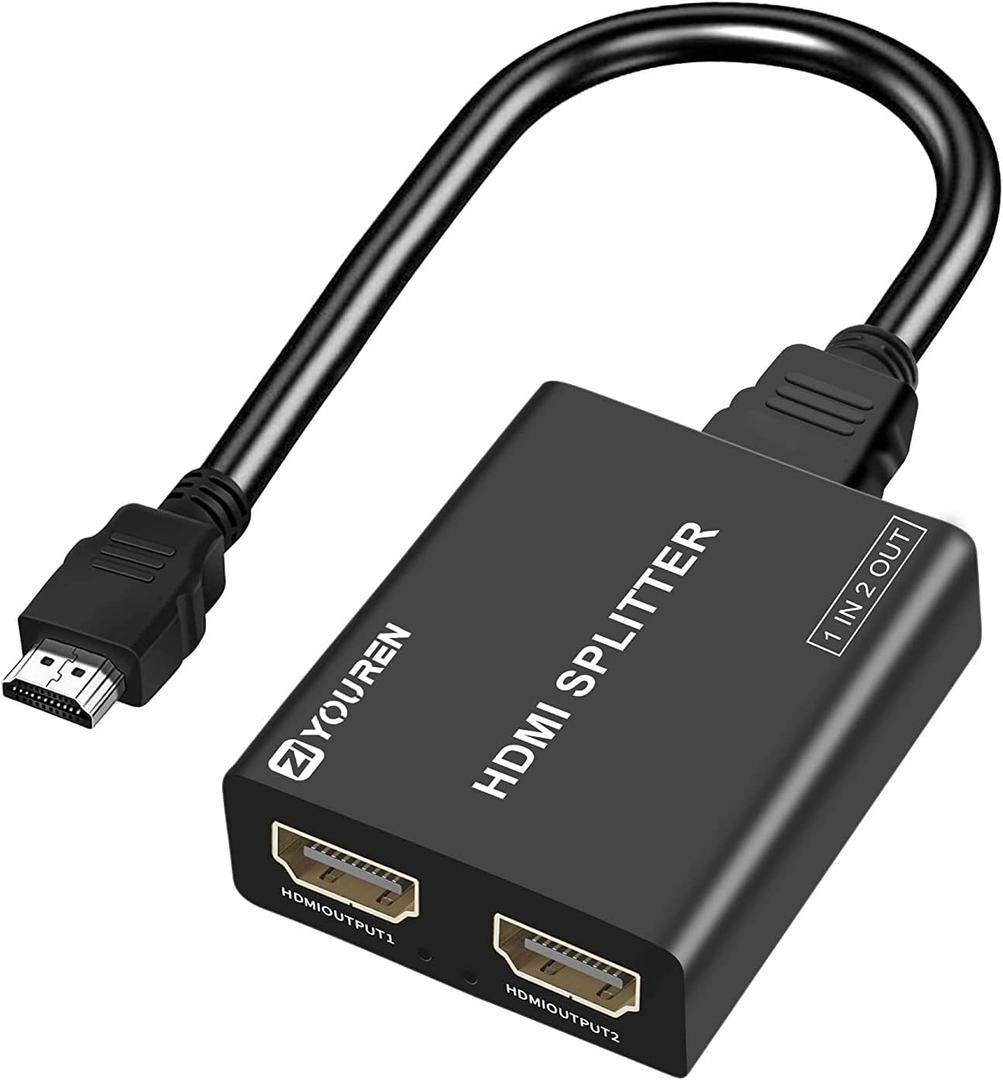 HDMI Splitter 1 in 2 Out - 4K@30Hz HDMI Splitter for Full HD 1080P 3D (1 Source to 2 Displays)