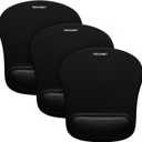TECKNET 3 Pack Mouse Pad with Wrist Rest, Ergonomic Gaming Mouse Pad Pain Relief, Portable Comfortable Mousepad for Computer, Laptop, Office, Home Non-Slip Base, Waterproof Surface - Black (9.4L x 8.5W inches | 3 Pack)