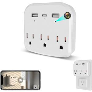 1080P Hidden Camera Wall Plug with Motion Detection, WiFi Spy Camera for Home Security, Wireless Nanny Cam for Baby Monitor & Pet Camera, Remote Viewing Indoor Security Camera with SD Card