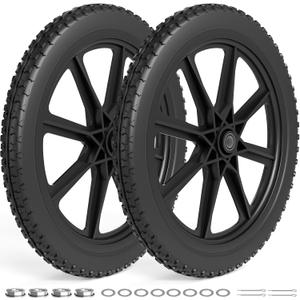 RONPOW 20 Inch Flat Free Wheelbarrow Wheels Compatible with rubbermaid Wheelbarrows Cart Tires, 5/8" Bearings and 3/4" Bearings, Replacement Wheelbarrow Wheels Garden Yard Carts, 400Lbs, 2Pack Black