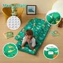 beeweed Toddler Nap Mat, Rollup Design Kid Sleeping Mat with Removable Pillow & Minky Blanket, Toddler Sleeping Bag for Daycare Preschool Travel Camping, 54"L x 52"W