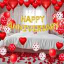 Happy Anniversary Decorations - 118PCS Anniversary Party Decorations Kit with 16" Happy Anniversary Letter Balloons 1000PCS Red Silk Rose Petals, Balloon Arch Garland, Red Heart Balloons