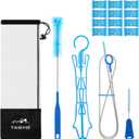 TAGVO Hydration Bladder Cleaning Kit, 6 in 1 Water Bladder Cleaner Set - 3 Brushes, Collapsible Hanger, 12 Cleaning Tablets & Carry Pouch, Water Reservoir Backpack Cleaning Tools