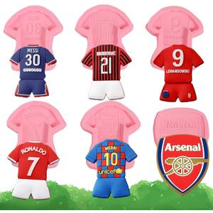2 x 6Pcs Football Jersey Silicone Molds, No.9 Jersey Chocolate Fondant Molds, for Sports Theme Party Cake Decoration, Candy, Chewing Gum, Flower Paste, Dough, Resin, Pendants, Keychains, Clay
