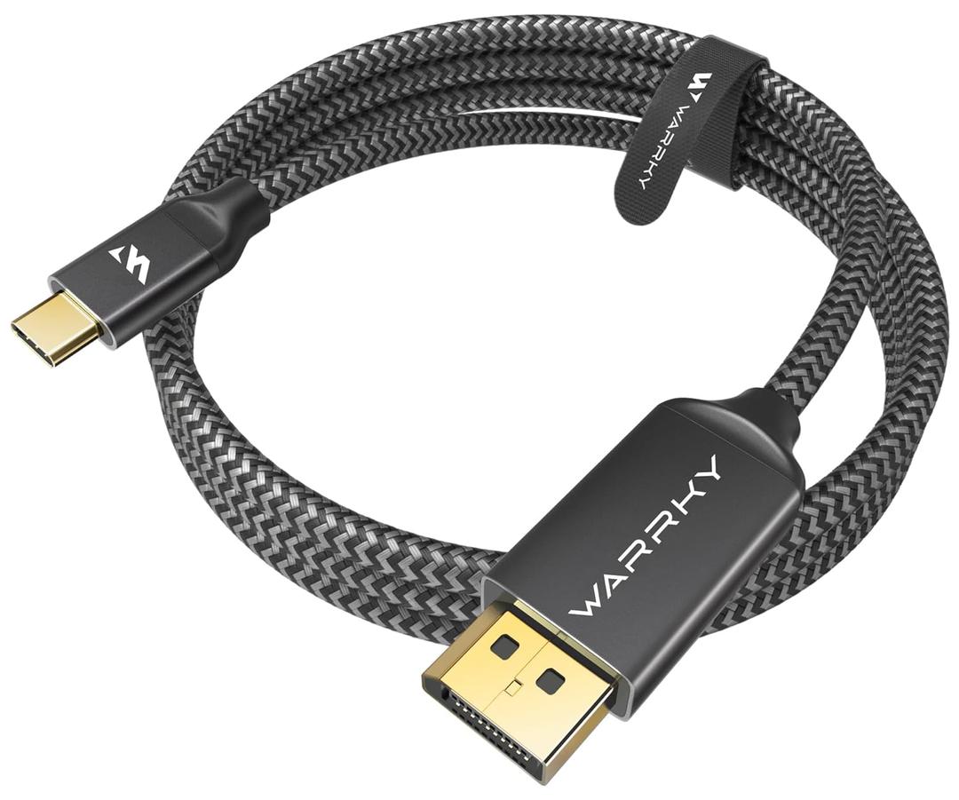 Warrky USB C to DisplayPort Cable for Office and Gaming (8K 60Hz, 4K 240/144Hz) Aluminum Type-C to Display Port Cord [Thunderbolt 3/4 Compatible] for MacBook Pro/Air, iPhone 15 Series -10ft (Grey)