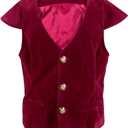 GRAJTCIN Boys Medieval Renaissance Vest Costume Pirate Costume Kids Halloween Gothic Viking Steampunk Waistcoat, Red, Large