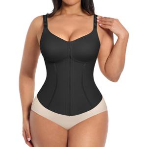 SHAPELLX Waist Trainer for Women Corset Top Tummy Control Shapewear Waist Cincher Body Shaper Fajas Colombianas Moldeadoras (Black, L)