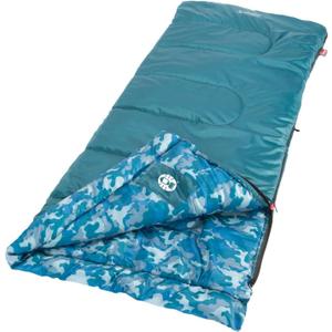 Coleman Kids 45F Sleeping Bag for Children up to 5ft 5in Tall, Lightweight & Warm Sleep Sack for Indoor/Outdoor Use, Machine Washable (Blue)