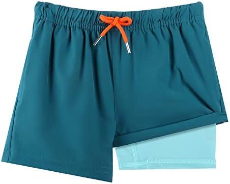 BRISIRA Boys Swim Trunks Bathing Suit Compression Boxer Brief Liner Swim Shorts Swimsuit Anti-Chafe Toddler Kids Youth Teen 10-12Y