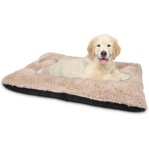 JOEJOY Dog Bed Crate Pad, Ultra Soft Calming Dog Crate Bed Washable Anti-Slip Kennel Crate Mat for Medium Small Dogs, Dog Mats for Sleeping and Anti Anxiety23" x 18", Beige
