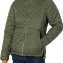 Amazon Essentials womens Lightweight Quilted Full-Zip Water-Resistant Sherpa-Lined Hooded Puffer Jacket (Medium, Olive)