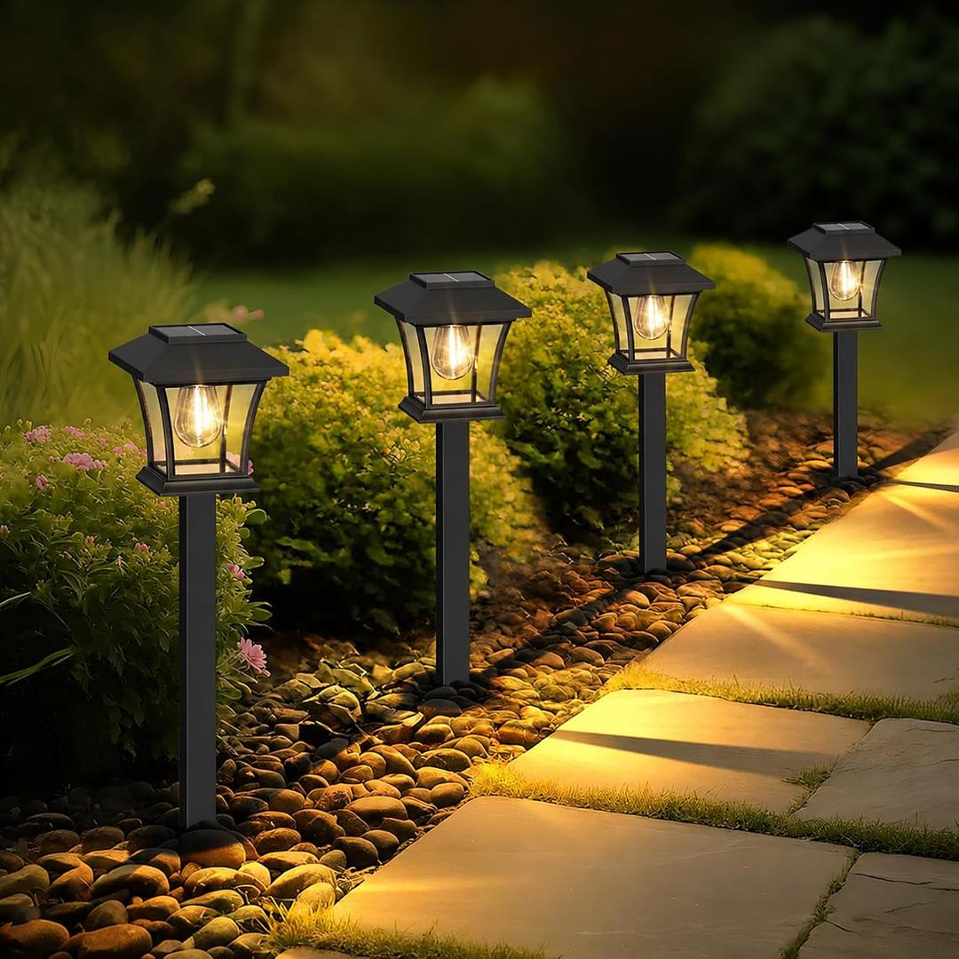 Sparkblaze 10 Pack Solar Pathway Lights Outdoor, LED Solar Yard Lights Dusk to Dawn Solar Garden Lights for Lawn, Walkway, Path & Landscape Lighting. (10, Warm White)